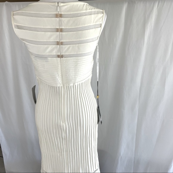 💕Host Pick💕 Tadashi Shoji Ivory Jersey Mesh Illusion Gown Dress Retail $650 - Picture 8 of 11